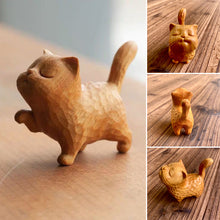 Load image into Gallery viewer, Tiny Cute Wooden Cat