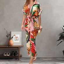 Load image into Gallery viewer, Lapel Tie Leaf Print Dress