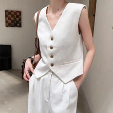 Load image into Gallery viewer, Women's V Neck Crop Vest &amp; Wide Leg Suit Pants Set