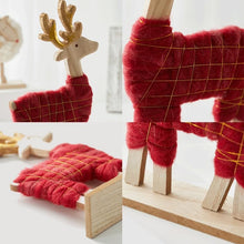 Load image into Gallery viewer, Christmas Wood Felt Reindeer Elk Tree Decorations