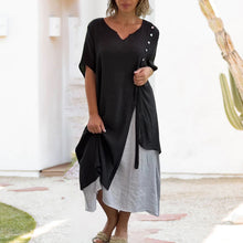Load image into Gallery viewer, V Neck Short Sleeve Irregular Hem Woman Dress