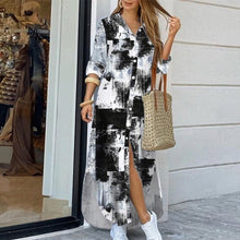 Load image into Gallery viewer, Elegant Printed Single-Breasted Slit Dress