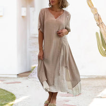 Load image into Gallery viewer, V Neck Short Sleeve Irregular Hem Woman Dress