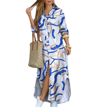 Load image into Gallery viewer, Elegant Printed Single-Breasted Slit Dress
