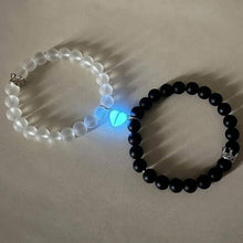 Load image into Gallery viewer, Couple's Light Up Beaded Bracelet with Crown and Heart - Set of 2