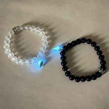 Load image into Gallery viewer, Couple's Light Up Beaded Bracelet with Crown and Heart - Set of 2