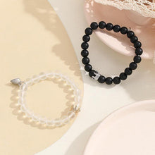 Load image into Gallery viewer, Couple's Light Up Beaded Bracelet with Crown and Heart - Set of 2