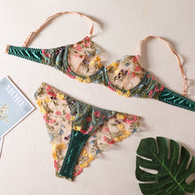 Load image into Gallery viewer, Women's Lace Flower Bra and Briefs Set