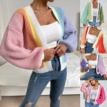 Load image into Gallery viewer, Dopamine-Inspired Color Block Fashionable Knit Cardigan