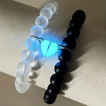 Load image into Gallery viewer, Couple's Light Up Beaded Bracelet with Crown and Heart - Set of 2