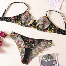 Load image into Gallery viewer, Women's Lace Flower Bra and Briefs Set