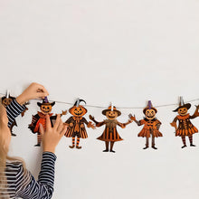Load image into Gallery viewer, Halloween Vintage Bunting Wooden