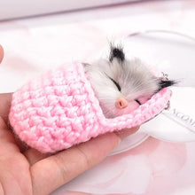 Load image into Gallery viewer, Cute Sleeping Kitten Keychain