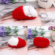Load image into Gallery viewer, Cute Sleeping Kitten Keychain