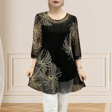 Load image into Gallery viewer, Embroidered Mesh Round Neck T-Shirt