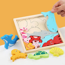 Load image into Gallery viewer, Wooden Animal Block Puzzle