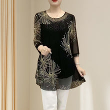 Load image into Gallery viewer, Embroidered Mesh Round Neck T-Shirt