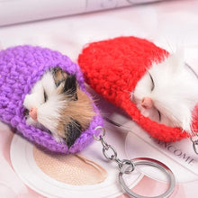 Load image into Gallery viewer, Cute Sleeping Kitten Keychain