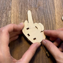 Load image into Gallery viewer, Funny Wooden Finger Brooch