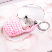 Load image into Gallery viewer, Cute Sleeping Kitten Keychain
