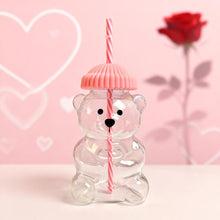 Load image into Gallery viewer, Adorable Teddy Bear Glass Straw Cup