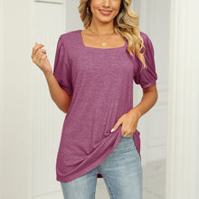 Load image into Gallery viewer, Square Neck T-shirt with Puff Sleeves