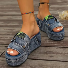 Load image into Gallery viewer, Women's Platform Denim Sandals