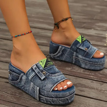 Load image into Gallery viewer, Women's Platform Denim Sandals