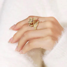Load image into Gallery viewer, Delicate Dragon Open Adjustable Zirconia Good Luck Ring