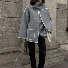 Load image into Gallery viewer, Hepburn Style Woolen Cape Coat