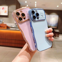 Load image into Gallery viewer, Cute Wave Shape With Love Heart Raised Camera Protection Phone Case