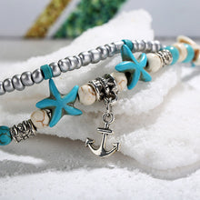Load image into Gallery viewer, Sea turtle Anklet Starfish Turquoise