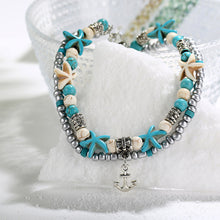 Load image into Gallery viewer, Sea turtle Anklet Starfish Turquoise
