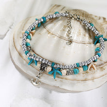 Load image into Gallery viewer, Sea turtle Anklet Starfish Turquoise