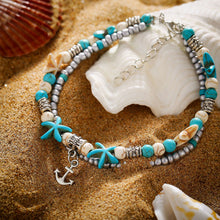Load image into Gallery viewer, Sea turtle Anklet Starfish Turquoise