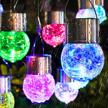 Load image into Gallery viewer, Multicolor Crackle Glass Hanging Solar Lights