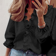 Load image into Gallery viewer, Long-Sleeved Ruffled Women'S Shirt