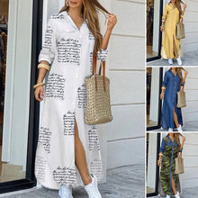 Load image into Gallery viewer, Elegant Printed Single-Breasted Slit Dress