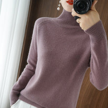 Load image into Gallery viewer, Women's Solid Turtleneck Knit Sweater
