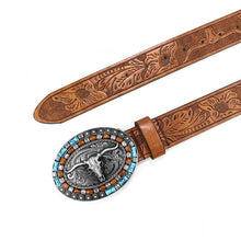 Load image into Gallery viewer, Retro Punk Embossed Western Denim Belt