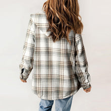 Load image into Gallery viewer, Women's Plaid Long Sleeve Fleece Hooded Jacket With Pockets