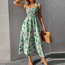 Load image into Gallery viewer, Sleeveless Suspender Print Elegant Dress