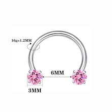 Load image into Gallery viewer, Zirkonia Hestesko Ring med Gjengede Stener for Piercinger