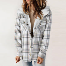 Load image into Gallery viewer, Women's Plaid Long Sleeve Fleece Hooded Jacket With Pockets