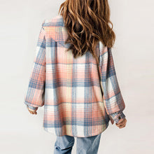Load image into Gallery viewer, Women's Plaid Long Sleeve Fleece Hooded Jacket With Pockets