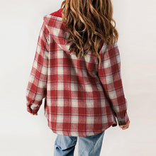 Load image into Gallery viewer, Women's Plaid Long Sleeve Fleece Hooded Jacket With Pockets