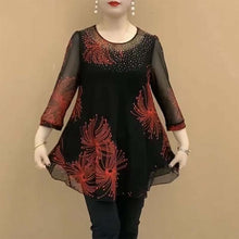 Load image into Gallery viewer, Embroidered Mesh Round Neck T-Shirt