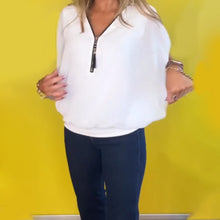 Load image into Gallery viewer, Chiffon Half-Zip Short-Sleeved Casual Top