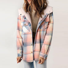 Load image into Gallery viewer, Women's Plaid Long Sleeve Fleece Hooded Jacket With Pockets