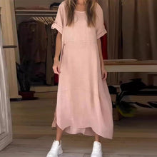 Load image into Gallery viewer, Women's Cotton And Linen Side Button Dress
